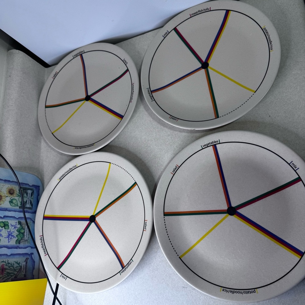 ETE Portion Control Plates Hard to Find Bamboo Fiber Dinner Plate Set of 4‎